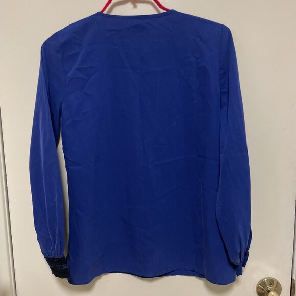 Chicos Size Small (0) Embellished Colorblock Top Seafaring Blue Party Top - Picture 6 of 6